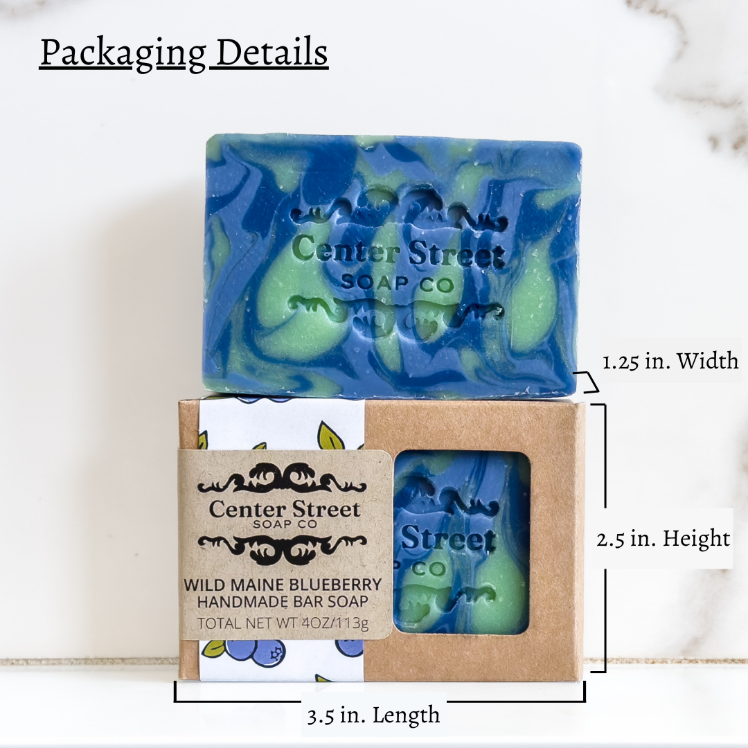 Center Street Soap Co. - Wild Maine Blueberry Vegan Handmade Bar Soap - 4oz